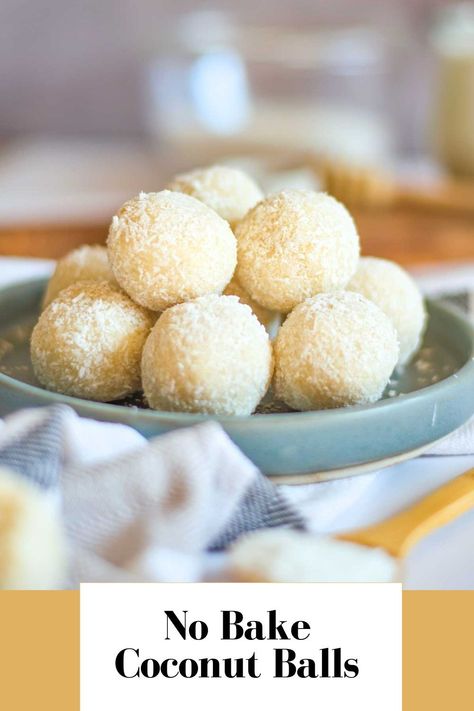 These no-bake coconut balls are sweet and creamy, and, being a no-bake dessert recipe, they are quick and easy to make. They’re also a little healthier, as they don’t use sweetened condensed milk or powdered sugar. No Bake Coconut Balls, Coconut Milk Recipes Dessert, Fall Picnic Food, Coconut Ball, Milk Recipes Dessert, Portable Dessert, Family Breakfast Recipes, Sugar Free Baking, Coconut Balls