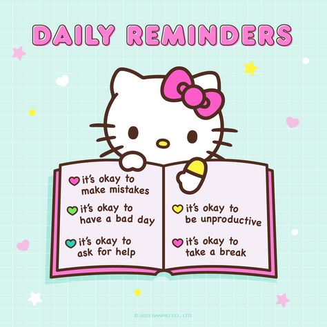 #WellnessWednesday: Share with a bestie for a reminder 💕 Taekwondo Wallpaper, Hello Kitty School, Reminder App, Helix Piercings, Self Care Bullet Journal, Gold Girl, Classy Design, Daily Reminders, Hello Kitty Pictures