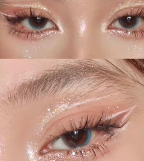 How To Make Eyes Appear Bigger, Artsie Aesthetic, Etheral Make Up, Ethereal Eye Makeup, Angelic Makeup Aesthetic, Makeup Ideas Asian, Concert Makeup, Douyin Makeup, Cute Eye Makeup