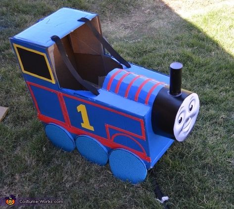 Thomas Costume, Thomas The Train Costume, Train Wagon, Birthday Party Details, Train Costume, Thomas Party, Thomas The Train Birthday, Halloween Train, Thomas The Train Birthday Party