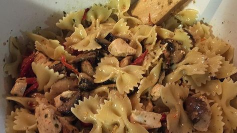 Sun-Dried Tomato and Bow Tie Pasta Recipe | Allrecipes Bow Tie Pasta With Sundried Tomatoes, Pasta With Sundried Tomatoes, Bow Tie Pasta Recipe, Bowtie Pasta Salad, Sundried Tomato Pasta, Bow Tie Pasta, Sundried Tomatoes, Walnut Salad, Bowtie Pasta