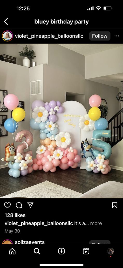 Bluey Theme Birthday Party Decorations, Bluey Birthday Party Ideas Pastel, Simple Bluey Party Decorations, Bluey Daisy Party, Bluey Birthday Photoshoot, Bluey Birthday 2 Girl, Daisy And Butterfly Birthday, Bluey Birthday Outfit, Pink Bluey Birthday Party