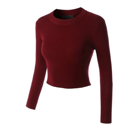 Wine Red Top, Red Longsleeves Outfit, Red Long Sleeve, Red Long Sleeve Top, Dark Red Shirt, Dark Red Top, Fitted Burgundy Winter Top, Red Shirts, Red Tops