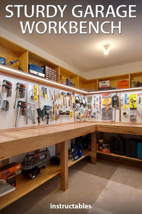 Garage Workbench Plans, Garage Workshop Layout, Garage Storage Inspiration, Garage Organization Tips, Garage Organisation, Garage Organizing, Garage Workbench, Garage Workshop Organization, Workbench Plans Diy