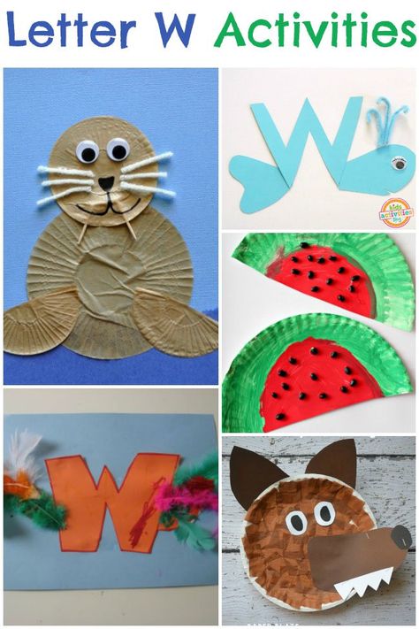 Preschool Letter W Activities Letter Ww Activities For Preschool, W Preschool Crafts, Letter W Preschool, W Words Preschool, Letter W Activity, Letter W Crafts, Letter W Activities, Letters Ideas, Whale Crafts