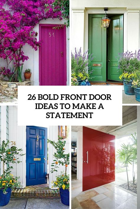 26 Bold Front Door Ideas In Bright Colors - Shelterness Pop Of Color Door Entrance, Bright Doors On Houses, Statement Door Exterior, Funky Front Door Colors, Jewel Tone Front Door, Different Color Front Doors, Fun Door Colors Entrance, Bright Color Front Door, Fun Color Front Doors