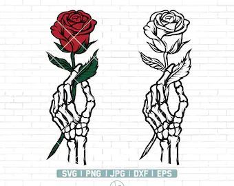 Hand Holding Rose Tattoo, Holding Rose Tattoo, Skeleton Holding Rose, Skeleton Hand Holding Rose, Joker Smile Tattoo, Hand Holding Rose, Rose Tattoo Stencil, Rose Svg, Svg Skeleton