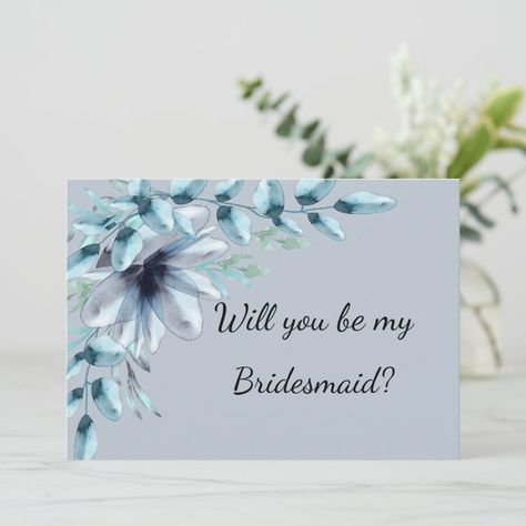 Bridesmaid Dusty Blue, Bridesmaid Proposal Card, Be My Bridesmaid Cards, Greenery Wedding Invitations, Bridesmaid Cards, Will You Be My Bridesmaid, Be My Bridesmaid, Theme Ideas, Greenery Wedding