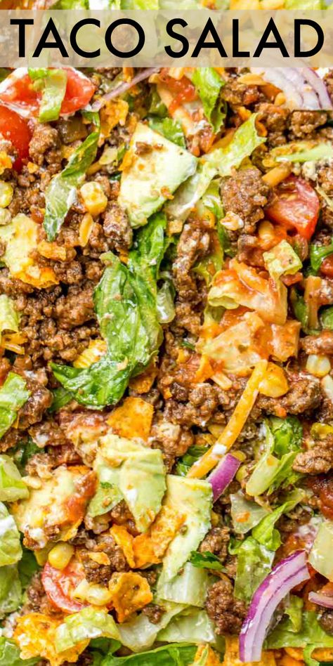 Ground Meat Lunch Ideas, Taco Salad Meat Recipe, Classic Taco Salad, Taco Salad With Italian Dressing, Crockpot Taco Salad, Thousand Island Taco Salad, Salads With Meat Main Dishes, Southwest Taco Salad, Tacos Salad Recipes