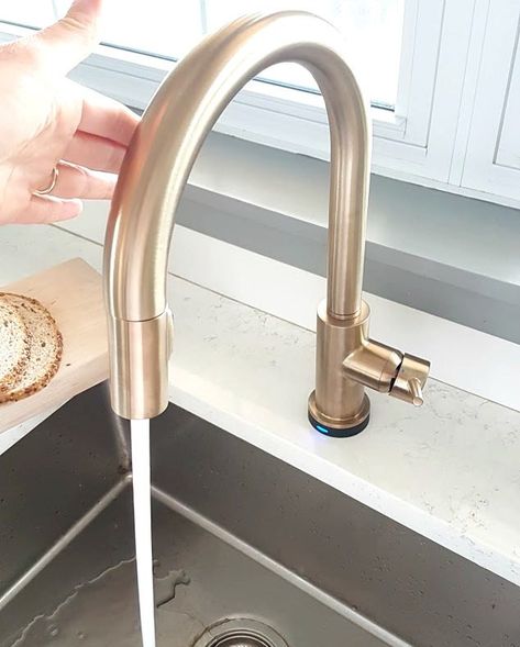 Fixing My Design Mistake With A Gold Kitchen Faucet by Delta - THE SWEETEST DIGS Gold Faucet Kitchen, Champagne Bronze Kitchen, Brushed Gold Kitchen Faucet, Brushed Gold Kitchen, Gold Kitchen Hardware, Bronze Kitchen Faucet, Gold Kitchen Faucet, Brushed Nickel Kitchen Faucet, Brushed Nickel Kitchen