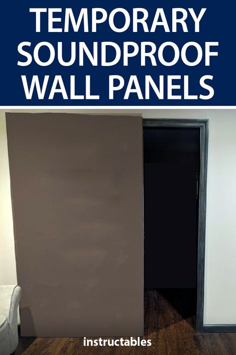 These soundproof wall panels are meant to be temporary so they are moveable and don’t cause damage to your walls or doorways. #Instructables #workshop #soundproofing #home Soundproof Room Dividers, Room Divider Ideas Soundproof, Bedroom Soundproofing Ideas, Wall Soundproofing Ideas, Sound Dampening Decor, Temporary Wall Ideas, Soundproof Partition, Diy Temporary Wall, Moveable Partition Wall