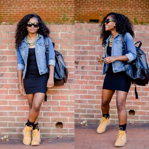 Pinterest: @kingjennn Tim Heels Outfit, Cute Timberland Outfits, Cute Outfits With Timberlands, Timberlands Outfit, Timberland Outfits Women, Timbs Outfits, Timberland Outfit, Timberland Boot, Timberland Boots Outfit