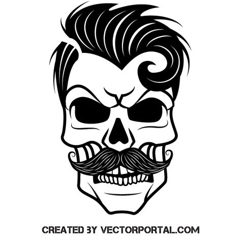 Skull with hair and moustache Skeleton Face With Beard, Beard Skull Tattoo, Skull With Mustache, Moustache Logo, Moustache Illustration, Vinyl Svg, Boxing Quotes, Skull Illustration, A Skull