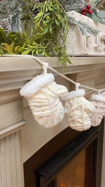 Shamara Latham / UGC Creator / Recipes / DIYs on Instagram: "Here’s a fun one from #christmasshenanigans past! ❄️ 🧤 MINI MITTENS! You can make these mittens to use as ornaments or on gifts or to make a garland like mine. . 🧤 I used 3 shades of yarn for the different mitten sets but you can use the same or use colored yarn, embellish them or whatever! Just be creative and have fun! . 🧤If you make them please tag me so I can see yours! . 🧤DOUBLE TAP if you like them! . 🎄Wanna see what the res Mitten Garland, Make A Garland, Christmas Name Tags, Mitten Ornaments, Diy Garland, Christmas Past, Winter Crafts, Be Creative, Christmas Garland