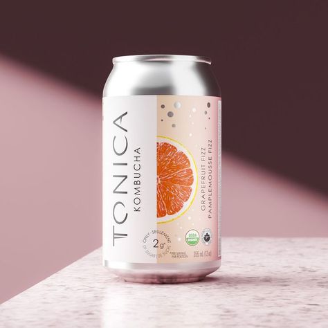 Packaging design for Tonica Kombucha - pastel colours, metallic silver bubbles, and fruit to represent the beverage's flavour and fizz. Logo Design Branding Fashion, Tea Box Design, Korean Tea, Flavored Sparkling Water, Adobe Design, Packaging Template Design, Drinks Packaging Design, Graphic Design Styles, Fresh Drinks