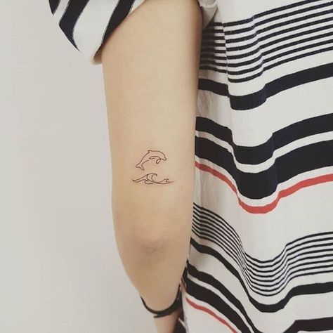 Dolphin Tattoos, Dolphin Tattoo, Dolphins Tattoo, Marquesan Tattoos, Mens Shoulder Tattoo, Ocean Tattoos, Waves Tattoo, Tattoo Designs And Meanings, Tattoos Designs