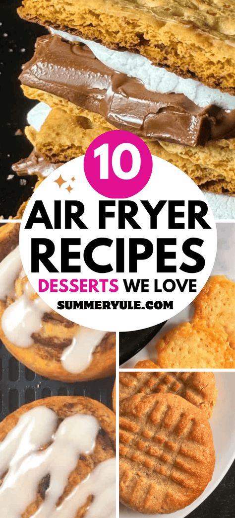 When you're craving something sweet, the last thing you want is the hassle of using the oven. That's where the air fryer comes in, the ultimate kitchen tool for whipping up irresistible desserts with ease. If carbs are your go-to comfort, these simple air fryer snacks and desserts are exactly what you need. From cinnamon rolls to chewy cookies, these 10 delightful treats will satisfy your taste buds. Air Fryer Oven Desserts, Dessert In Air Fryer Recipe, Desserts In The Air Fryer, Easy Desserts In Air Fryer, Desert Air Fryer, Quick Air Fryer Desserts, Air Fryer Recipes Dessert Easy, Air Fryer Dessert Recipes Easy, Cinnamon Rolls In Air Fryer