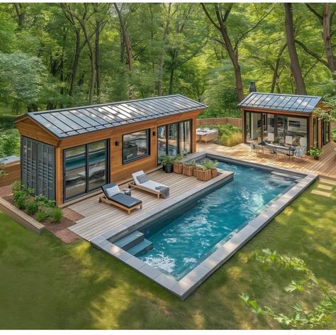 Piscina Container, Container Pools, Granny Cottage, Shipping Container Pool, Container Pool, Small Villa, Cargo Container, Building A Container Home, Rest House