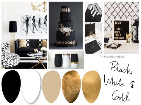 black and white design schemes - Google Search White And Gold Color Palette, Bazaar Booth, Canva Branding Kit, Brand Exploration, Canva Branding, Skincare Clinic, Cosmetic Branding, Color Palette Interior Design, Gold Bedroom Decor