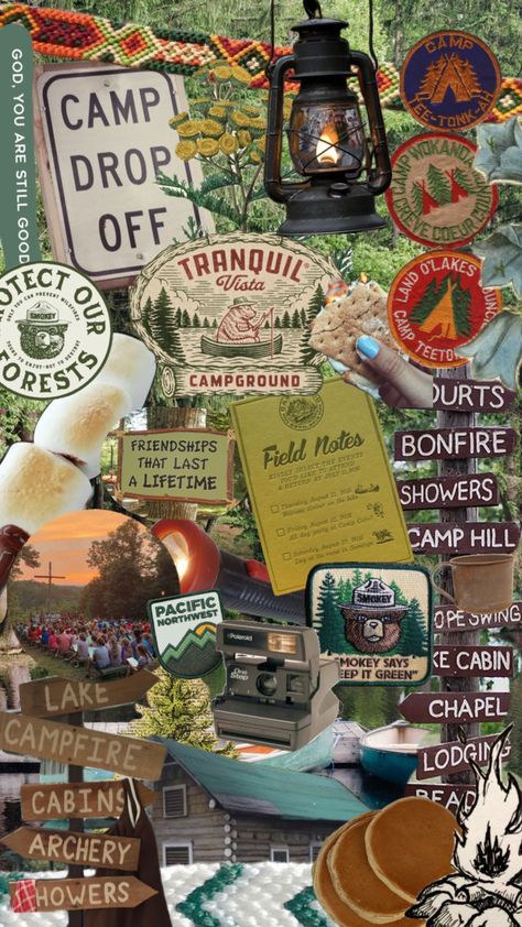 #summercamp Retro Summer Camp, Summer Camp Packing, Senior Board, Summer Camp Aesthetic, Camp Aesthetic, Granola Aesthetic, Camp Cabin, Campground Wedding, Camp Brand