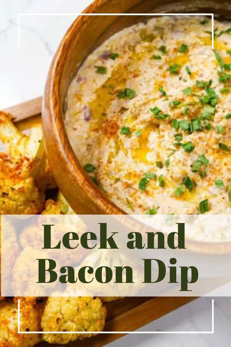 Unleash the star of your next party with our Leek and Bacon Dip! This gluten-free dip will have your guests talking. Perfectly balanced flavors of crispy bacon and fresh leeks, mixed together in a dip. You won't believe how easy it is to make, even if you're new to the kitchen. Follow us for more recipes like this one! Leek Dip Recipe Cream Cheese, Wild Leek Dip Recipe, Leek Dip Recipe, Leek Dip, Bacon Dip Recipes, Roasted Leeks, Bacon Dressing, Bacon Cauliflower, Bacon Dip