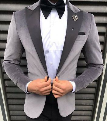 Velvet Prom Suit, Mens Velvet Suit, Velvet Blazer Outfit, Mens Suit Black, Grey Mens Suit, Suit For Prom, Men Prom, Velvet Suit Design, Wedding Blazers