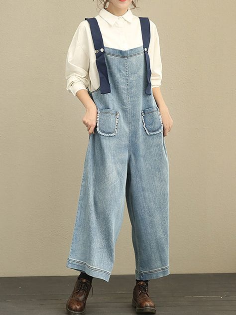 Summer Dungarees, Overalls Outfit, Fashion 90s, Denim Projects, Blue Shift Dress, 16 Dress, Pleated Shirt, Denim Overalls, Smock Dress