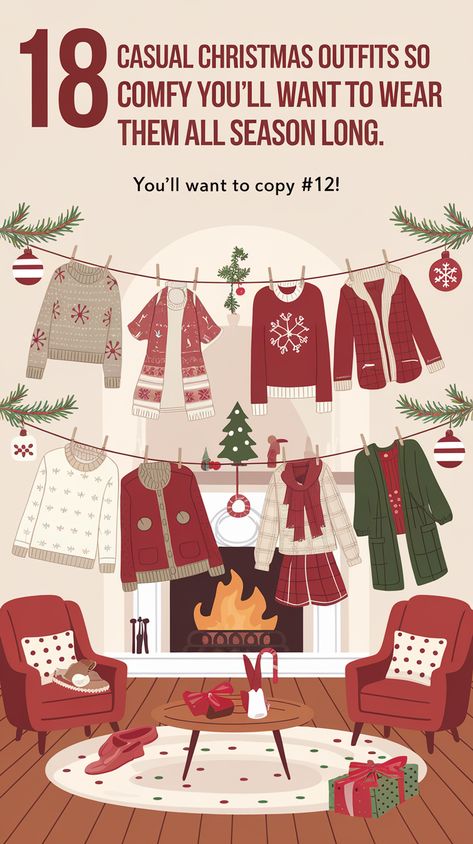 Get ready for the holidays with these 18 casual Christmas outfits that are as comfy as they are stylish.

From cozy sweaters to festive loungewear, each look is perfect for celebrating the season while staying relaxed.

• Effortless styles for holiday gatherings
• Perfect for cozy nights in or festive outings
• Must-have pieces to elevate your holiday wardrobe

Click to see all 18 comfy outfits and make your holiday season stylish yet comfortable! Cozy Christmas Outfits, Casual Christmas Outfits, Cozy Christmas Outfit, Christmas Outfit Casual, Outings With Friends, Holiday Wardrobe, Christmas Outfits, Laid Back Style, Holiday Gathering