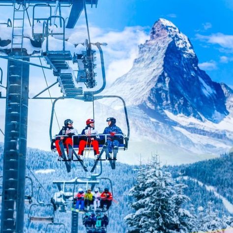 This snowy mountain resort in Zermatt, Switzerland looks like it’s straight out of a Christmas movie. Here you can ski and snowboard in the winter, or hike and mountain bike during the fall. You can even take a ride on the funicular train to see the Matterhorn Mountain peak ⛰️, which is known for its almost perfect pyramid shape. Step into this wonderland by connecting today. #travelbetter #zermatt #switzerland #wonderland #mountaintown #matterhornmountain #skiing #mountainbiking #hiking #s... Skiing In Zermatt, Ski Zermatt, Matterhorn Mountain, The Matterhorn, Zermatt Switzerland, Inspiring Pictures, Pyramid Shape, Snowy Mountain, Mountain Peak