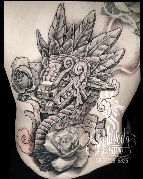 101 Amazing Quetzalcoatl Tattoo Designs You Need To See! | Outsons | Men's Fashion Tips And Style Guide For 2020 Aztec God Tattoo, Aztec Serpent Tattoo, Kukulkan Tattoo, Mexican Tattoo Ideas For Men, Quetzalcoatl Tattoo Design, God Tattoo Design, Aztec Serpent, God Of Wind, Quetzalcoatl Tattoo