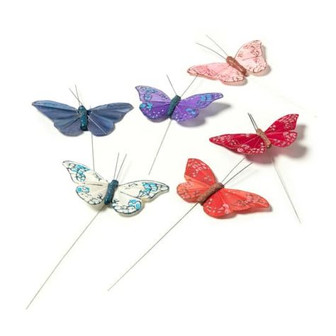 "Purchase the Assorted Bright Butterfly Pack by Ashland® at Michaels. com. These beautiful butterfly accents will make an excellent addition to your home décor projects. These beautiful butterfly accents will make an excellent addition to your home décor projects. You can team them with some foam bees, birds and flowers to adorn your mantel. Details: Available in assorted colors 3.15\" x 1.77\" x 0.39\" (8.001cm x 4.496cm x 0.99cm) 3 butterflies (color will vary) Feather, polystyrene foam, and c Fairy Birthday Party Decorations, Bright Butterfly, 3 Butterflies, Dance Decorations, Decorations For Party, Fairy Birthday Party, Butterfly Baby Shower, Butterfly House, Floral Picks