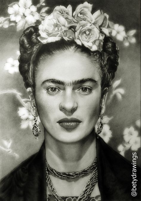 Frida Kahlo Graphite artwork by betydrawings Ragazza Pop Art, Frida Tattoo, Frida Kahlo Tattoos, Freida Kahlo, Frida Kahlo Artwork, Frida Kahlo Paintings, Frida Kahlo Portraits, Kahlo Paintings, Frida Kahlo Style