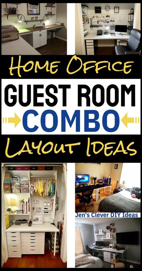 Home Office Guest Room Combo Spare Bedroom Layouts For Small Spaces Spare Bedroom With Office Ideas, Spare Bedroom Plus Office, Office / Guest Room Decor, Home Office Guest Room Setup, Guest Room With Storage Ideas, Sewing And Guest Room Combo, Home Office And Storage Room, Multifunction Office Space, Home Office Craft Room Combo Small Spaces