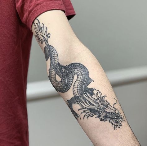 Japanese Dragon Hand Tattoo, Forearm Dragon Tattoo Men, Forest God Tattoo, Dragon Tattoo Black, Dragon Tattoo Wrapped Around Arm, Dragon Forearm Tattoo, Inside Bicep Tattoo Mens, Dragon Arm Tattoo, Dragon Tattoo Forearm