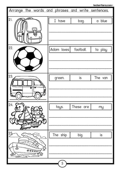 Positional Words Kindergarten, Writing Sentences Kindergarten, Writing Worksheets Kindergarten, Ingles Kids, Reading Comprehension Kindergarten, Grammar For Kids, Kindergarten Reading Worksheets, English Activities For Kids, 1st Grade Writing