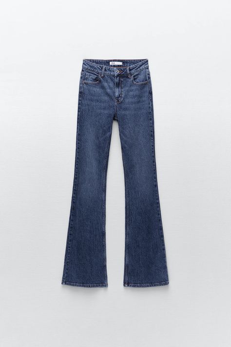 JEANS Z1975 MID RISE FLARE - Blue | ZARA United Kingdom Mid Rise Flare Jeans, Zara Jeans, Collared Shirt, Flared Jeans, Denim Shirt, High Jeans, Collar Shirts, High Waist Jeans, Denim Women