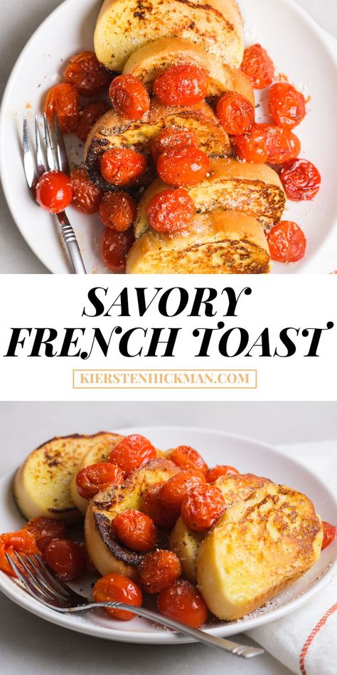 Brunch French Toast, Savory French Toast, Recipe For Lunch, Savoury French Toast, Cooking Tomatoes, Leftover Bread, Roasted Cherry, Roasted Cherry Tomatoes, Egg Recipes For Breakfast