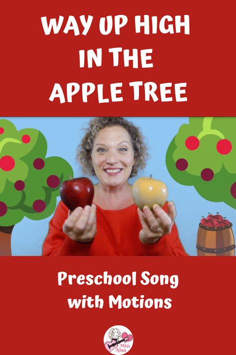 Great song for Fall and Apple Picking Season! Sing and move along with Miss Nina to this fun Apple Song. It's to the tune of Twinkle, Twinkle Little Star. In this video we work on apple colors and color identification with props: when we sing the song about red apples, we use our fists; when we sing about yellow apples we use yellow egg shakers, and when we sing about green apples we use green Granny Smith apples! Use this song at home, in the classroom or online for Distanced Learning. Apple Songs For Preschool Circle Time, Apple Tree Song, Learning Center Ideas, Preschool Movement, Tree Preschool, Preschool Apple Activities, Apple Song, Preschool Poems, Preschool Apple Theme