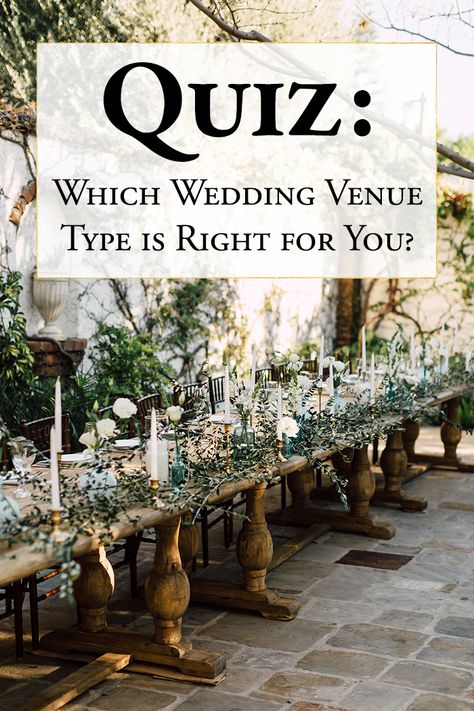 Quiz: Find Out What Wedding Venue Type is Right for You | Junebug Weddings Wedding Quiz, Wedding Planning Printables, Diy Wedding Gifts, Wedding Types, Wedding Planning Timeline, Dream Wedding Venues, Wedding Reception Inspiration, Wedding Reception Venues, Wedding Drink