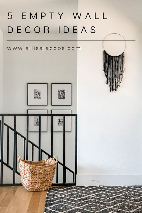 entryway with rug, basket, and wall decor Empty Wall Decor Ideas, Allisa Jacobs, Minimal Decor, Diy House Projects, Wall Decor Ideas, Empty Wall, Neutral Colour Palette, Interior Design Tips, Wall Spaces