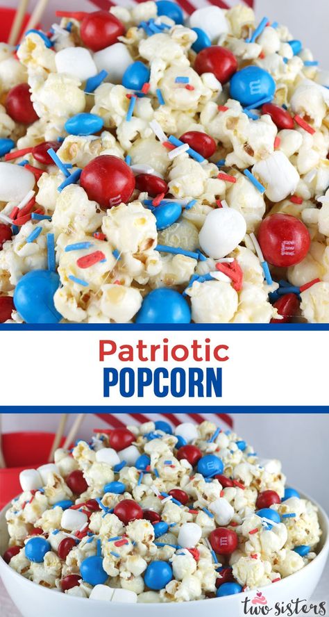 4th Of July Popcorn, Patriotic Popcorn, Red White And Blue Candy, 4th Of July Food Ideas, July Food Ideas, 4th July Food, 4th Of July Food, 4th Of July Dessert, Dessert Halloween