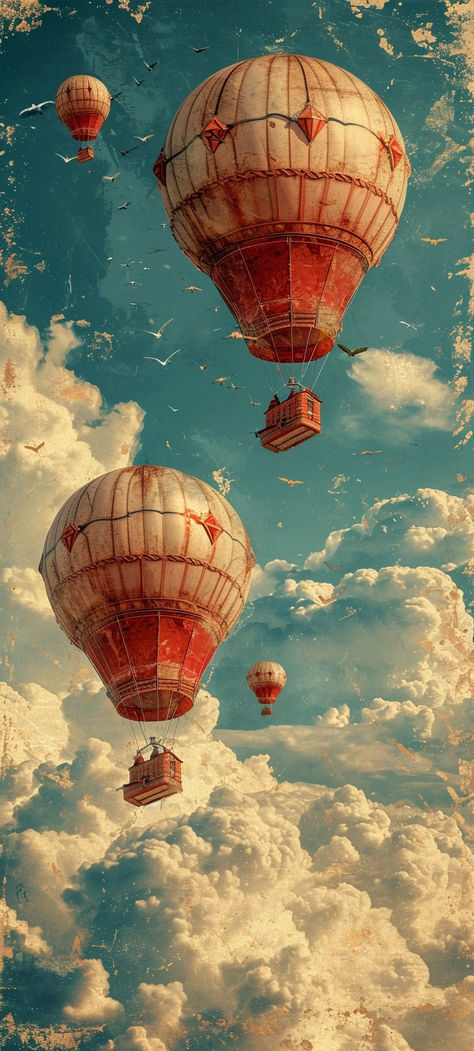 Walpapers Cute, Arte Do Kawaii, Wallpaper Doodle, Art Gallery Wallpaper, Hot Air Balloons, Cool Wallpapers Art, Dessin Adorable, Air Balloons, Dreamy Art