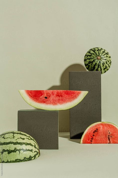 Watermelon scultpure Modern Still Life Photography Ideas, Watermelon Food Photography, Watermelon Still Life, Watermelon Snacks, Watermelon Photography, Watermelon Snack, Cup Photography, Still Life Photography Ideas, Food Art Photography