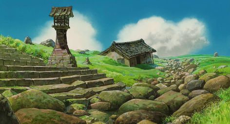 Japanese Town, Grave Of The Fireflies, Studio Ghibli Background, Mont Fuji, Castle In The Sky, Studio Ghibli Art, Ghibli Movies, Ghibli Art, Disney Studios