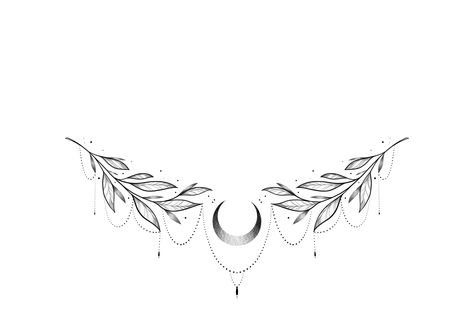 Collarbone And Chest Tattoo, Female Sternum Tattoo Ideas, Tattoo Entre O Peito, Breastbone Tattoos For Women, Neck Throat Tattoos Women, Symmetrical Collar Bone Tattoo, Lower Abdomen Tattoo Women, Underbreast Tattoo Unique, Lower Abdomen Tattoo