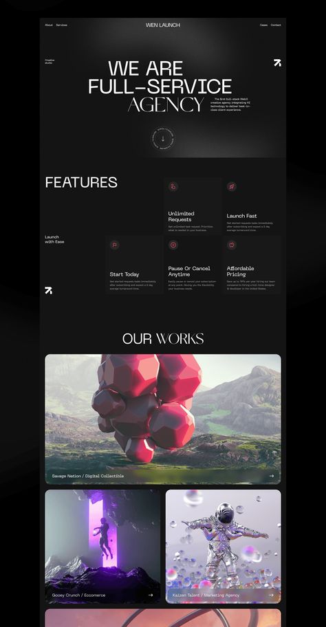 Wen Launch. Full Services Agency | Website | UX/UI on Behance Agency Website Inspiration, Modern Ui Design, Webdesign Portfolio, Creative Agency Website, Website Design Trends, Web Design Ux Ui, Website Design Inspiration Layout, Agency Website Design, Web Design Websites