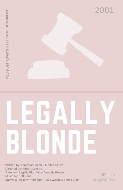 Legally Blonde Movie, Blonde Movie, Pink Movies, Printable Wall Collage, Film Posters Minimalist, Dorm Posters, Poster Room, Pink Posters, Movie Prints