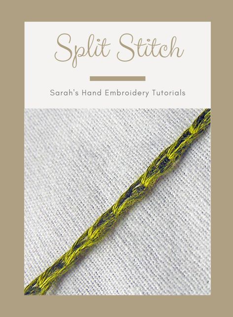 Embroidery Sisters, Embroidery Split Stitch, Hand Embroidery Stitches Tutorial, Split Stitch, Long And Short Stitch, Basic Hand Embroidery Stitches, Basic Embroidery, Hand Beaded Embroidery, Embroidery Stitching