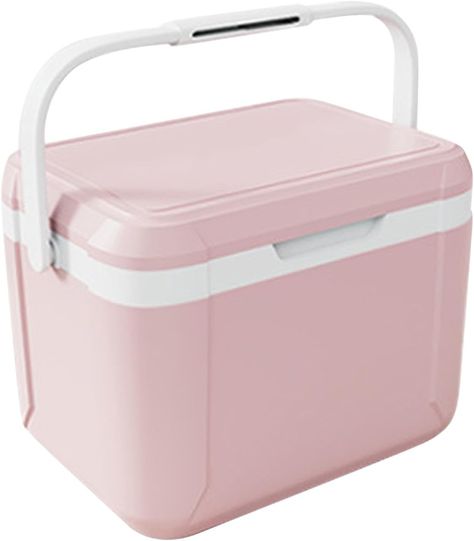 Amazon.com : 5 Lift Camping Cooler with Temperature Indication - Hard Ice Retention Cooler Lunch Box - Portable Small Insulated Cooler (Pink) : Sports & Outdoors Pink Cooler With Wheels, Cute Cooler, Pink Camping, Camping Cooler, Palm Springs Pool, Cooler With Wheels, Pink Cooler, Pink Rugs, Lunch Box Cooler