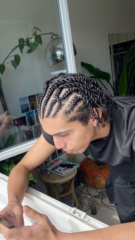 Black Hair Hairstyles Men, Micro Braids Men, Guy Braids Men Hairstyles Long Hair, Braids Into Twists Men, Braids Ideas For Men, Mens Fulani Braids, Braided Men’s Style, Mixed Hair Braids, Black Boy Hairstyles Braids